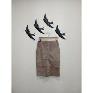 Marc New York Taupe Vegan Faux Suede Snakeskin Pencil Midi Skirt - XS